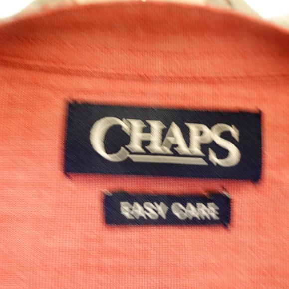 Chaps Shirt Mens Large Cotton‎ Button Down Red Long Sleeve Work Office - Picture 2 of 9